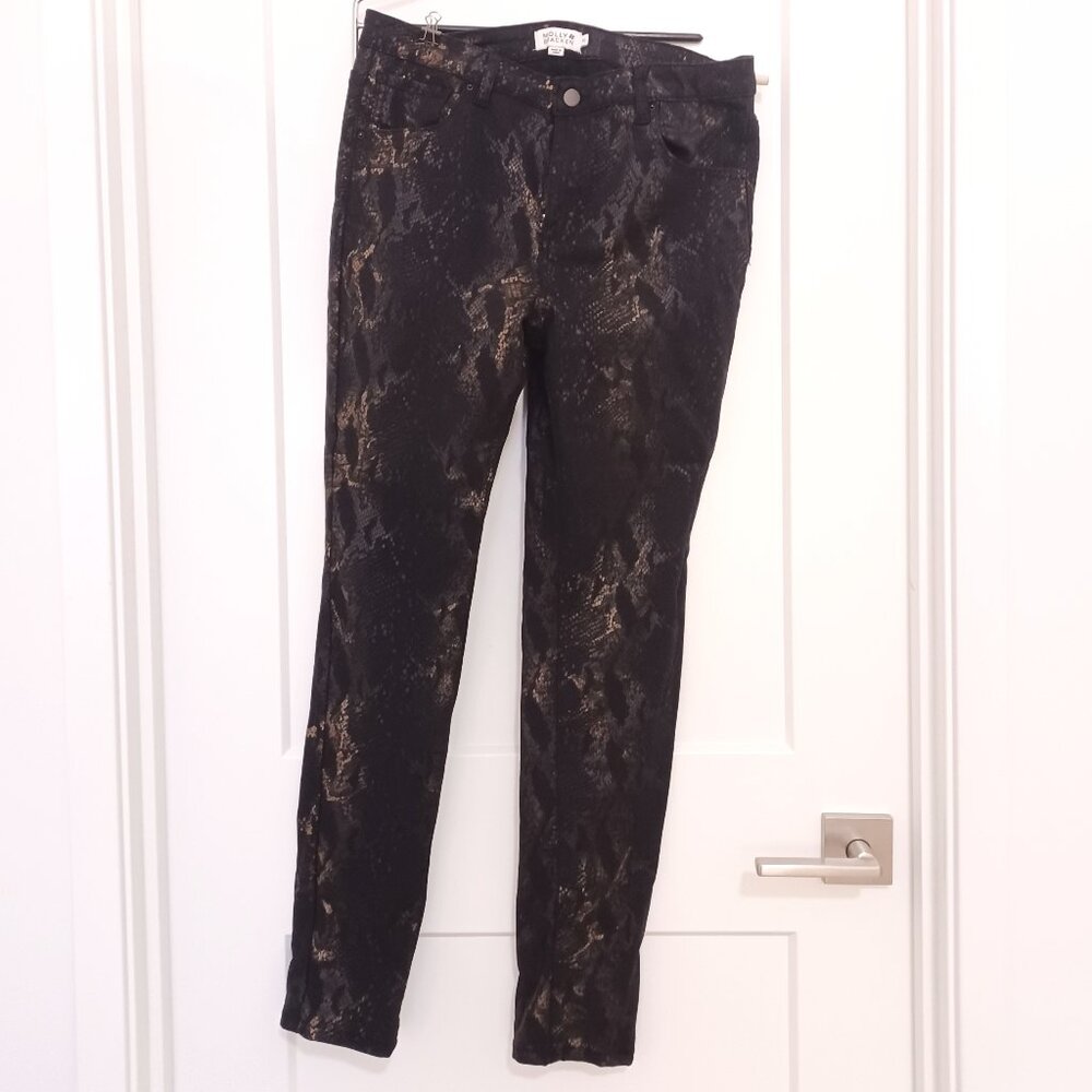 Molly Bracken Metallic Snake Print Stretch Jeans